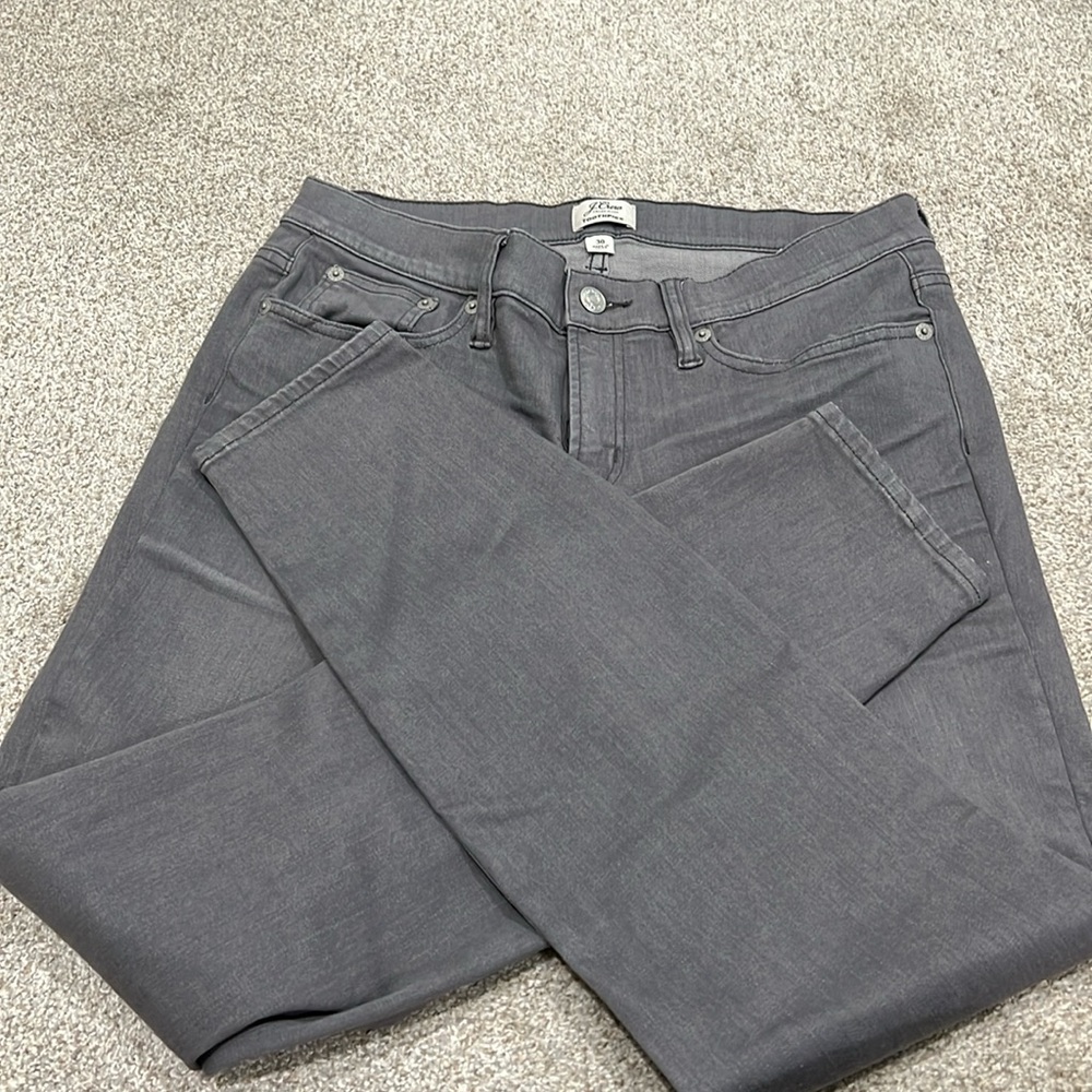 Gray J. Crew toothpick jeans. Size 30